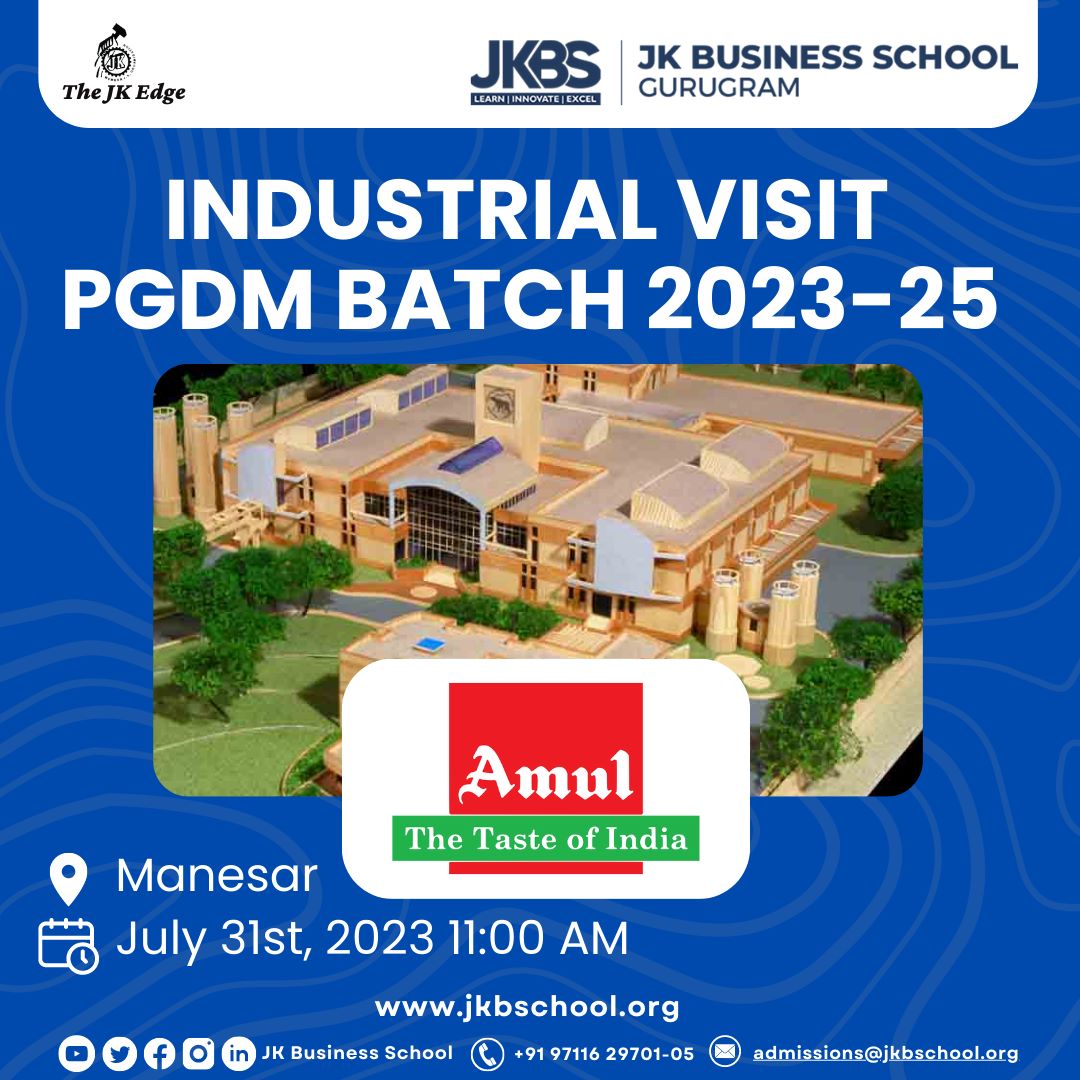 Our talented PGDM Batch of 2023-25 is all set for an unforgettable industrial visit to the iconic Amul Factory in Manesar on 31st July 2023!