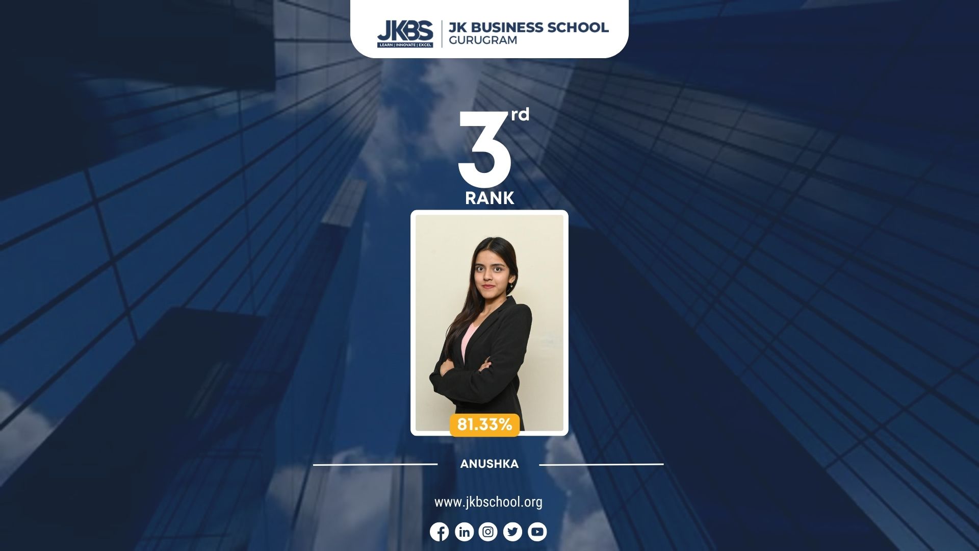 Anushka Chauhan: A Beacon of Excellence at JK Business School, Gurugram