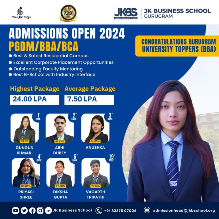 ADMISSIONS OPEN 2024 PGDM/BBA/BCA | JKBS UNIVERSITY TOPPERS (BBA)