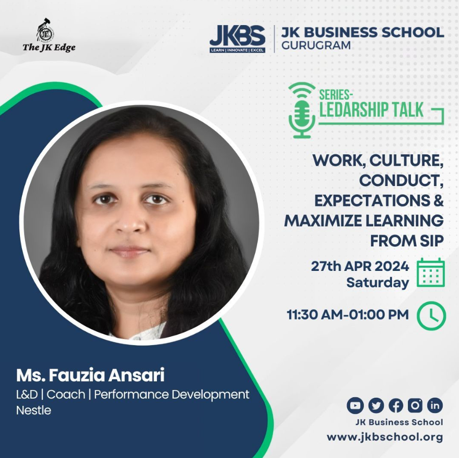 Empowering Future Leaders: Insights from JK Business School’s Leadership Talk with Ms. Fauzia Ansari