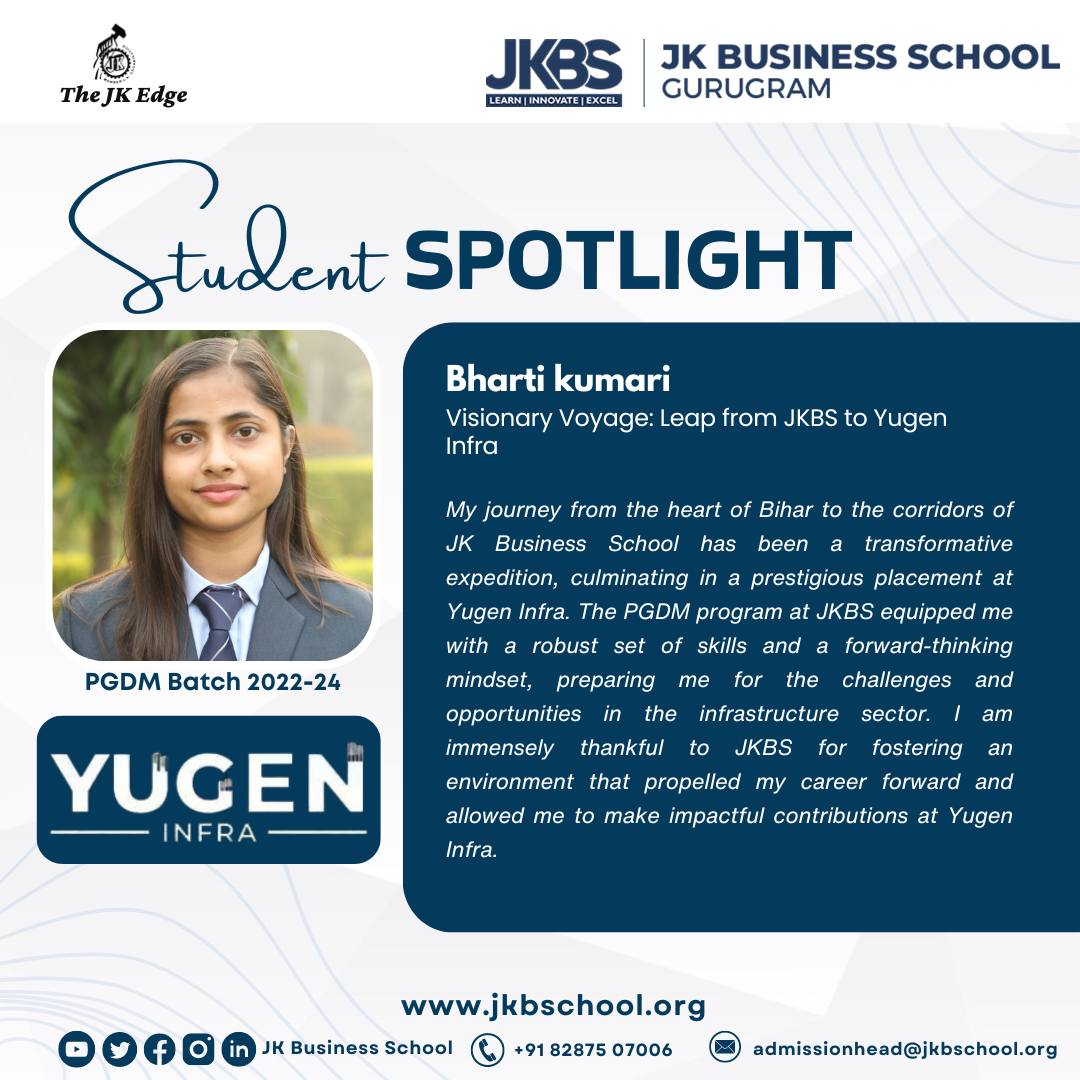 Bharti Kumari: A Journey from JK Business School to Industry Excellence at Yugen Infra