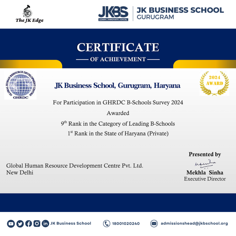 JK Business School Shines in GHRDC B-Schools Survey 2024