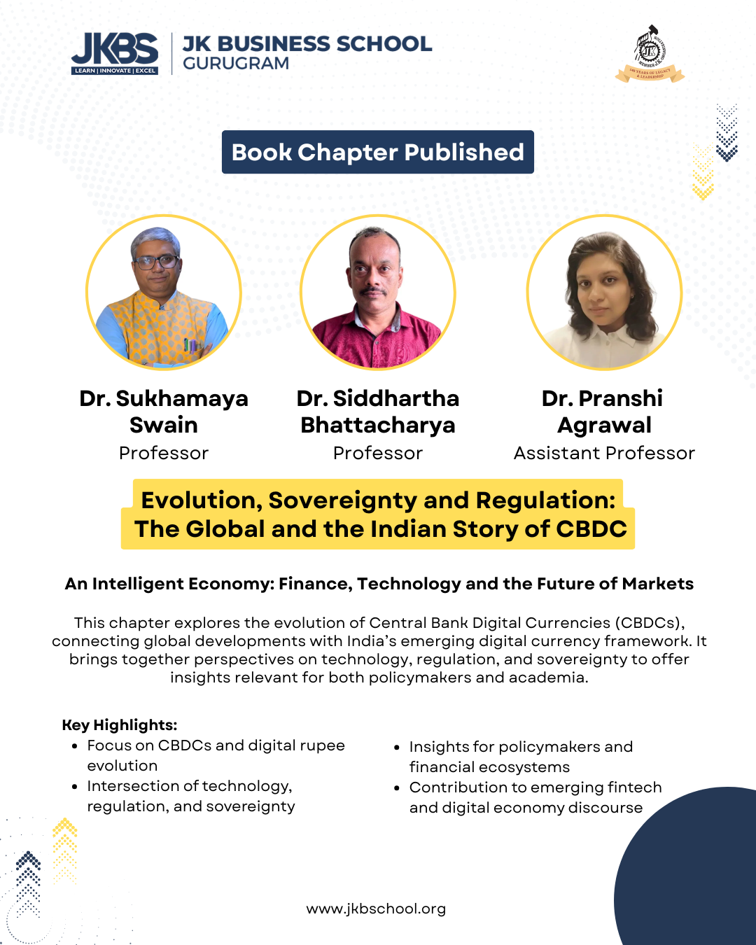 JK Business School Faculty Publish Book Chapter on CBDC and the Future of Digital Finance